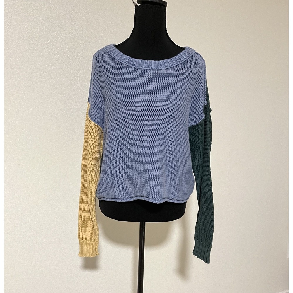 American Eagle Color Block Knit Sweater Pullover Casual Comfy Woman's Sz XS EUC
